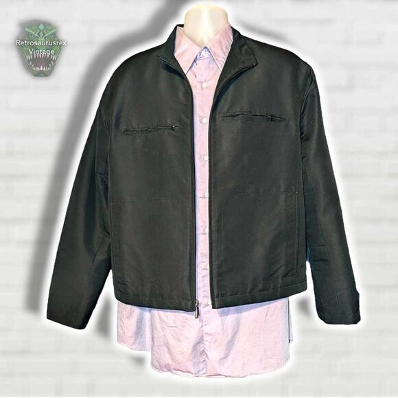 LONDON Fog Towne Black Lightweight Zip Up Bomber Style Quilted Lining Jacket, La - Picture 3 of 5